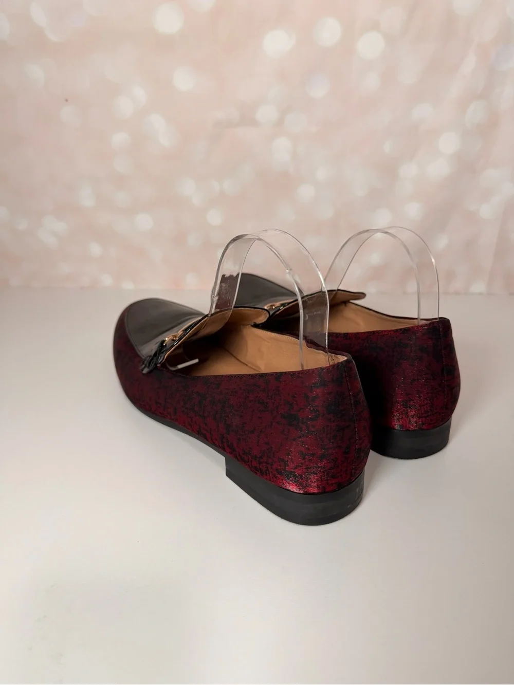 JITAI Leather and Fabric Red Speckled Loafer w Gold Detail